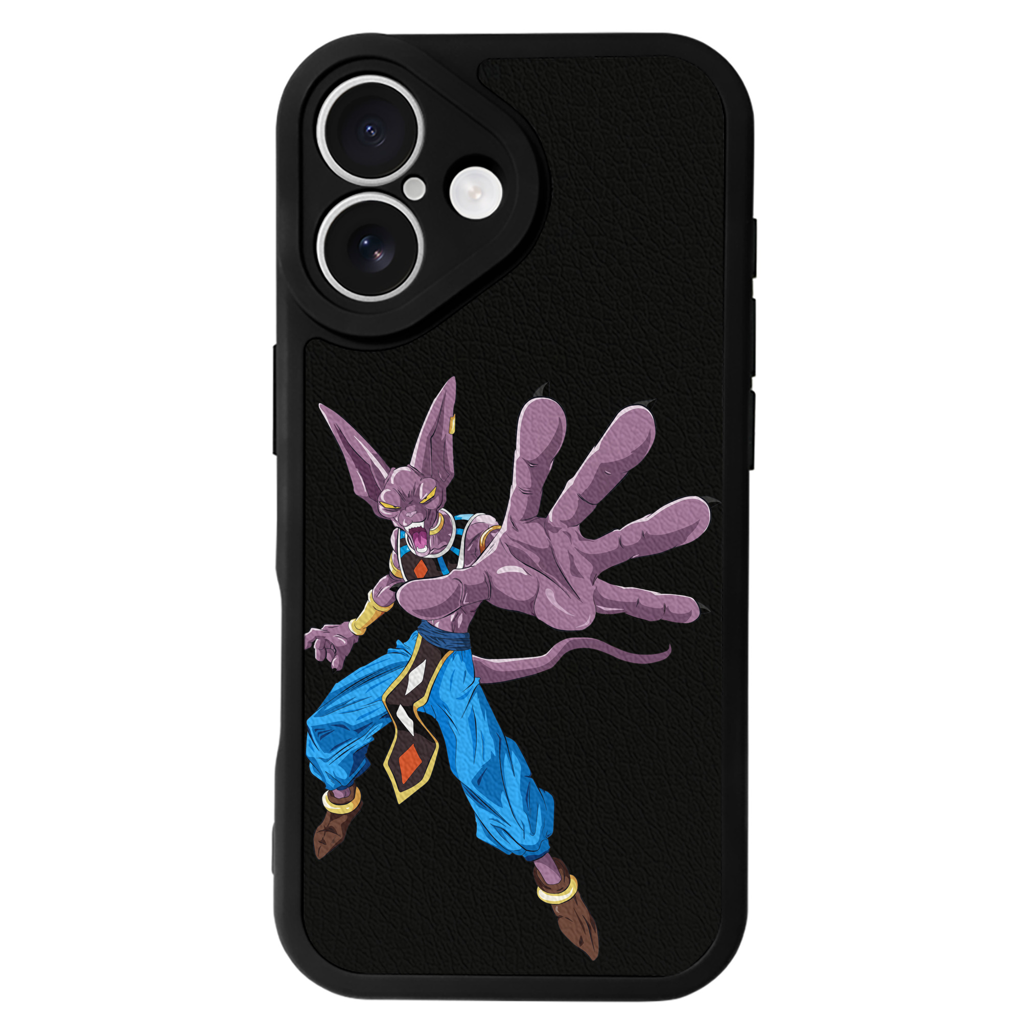 （画像用） ドラゴンボール ビルス 破壊神ビルス DRAGON BALL Beerus Birusu 【iPhone 16シリーズ対応】シリコンスマホケース（レザー調） 材質：シリコン